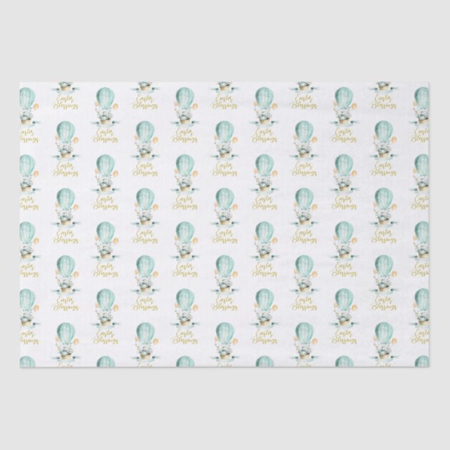 Cute Easter Bunny Hot Balloon Easter Blessings Tissue Paper (Front)