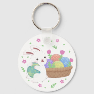 Cute Easter Bunny Illustration Keychain