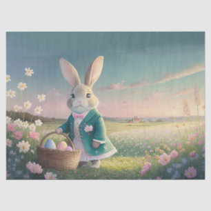 Cute Easter bunny in little blue jacket Tissue Paper