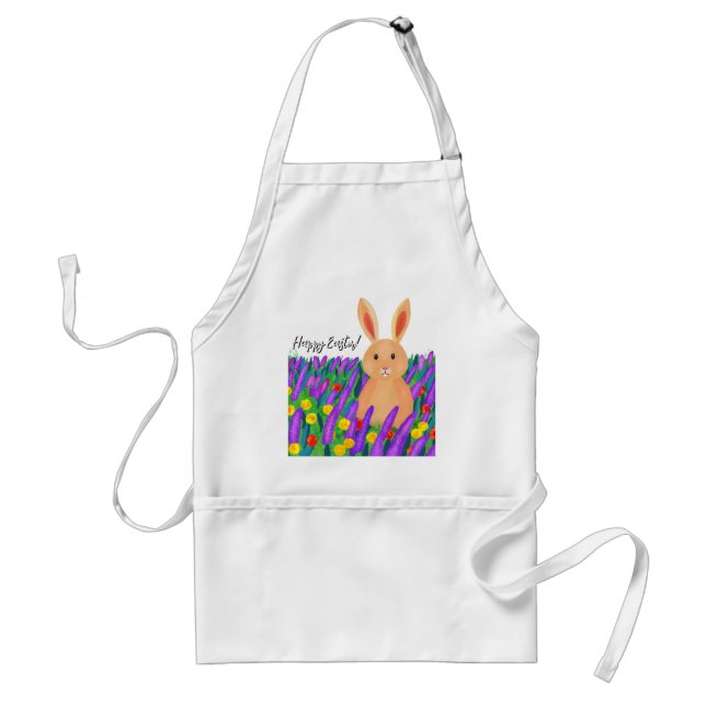 Cute Easter bunny in the flowers Standard Apron (Front)
