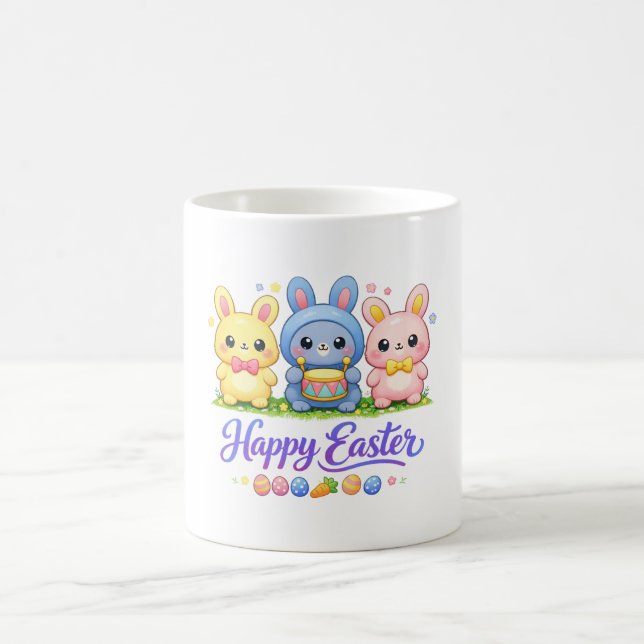 Cute Easter Bunny Kawaii Cartoon Spring Illustrati Coffee Mug (Center)