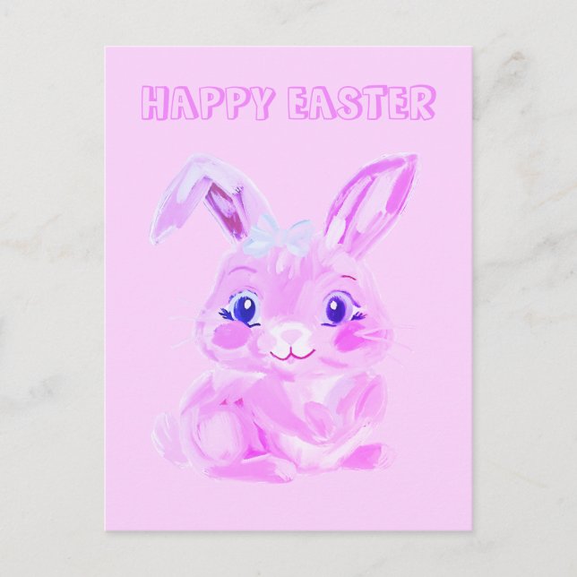 Cute Easter Bunny Kindergarten Teacher Girly Pink Postcard (Front)