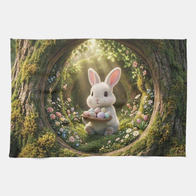 Cute Easter Bunny Kitchen Towel (Horizontal)