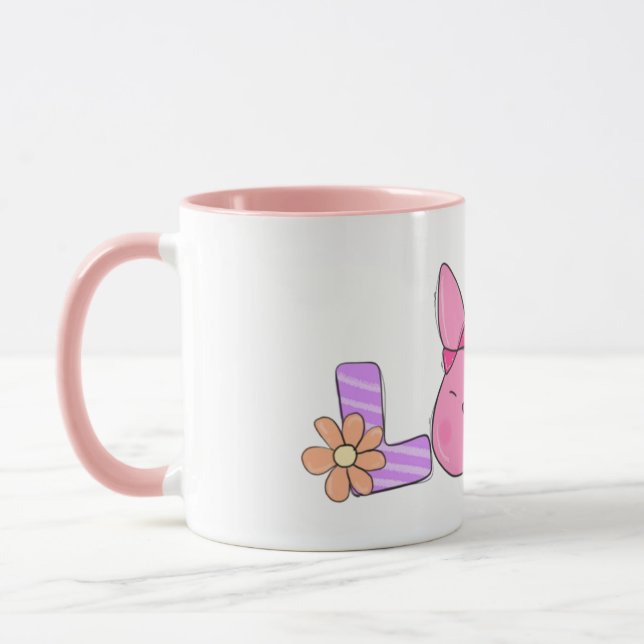Cute Easter Bunny LOVE Ceramic Coffee Mug (Left)