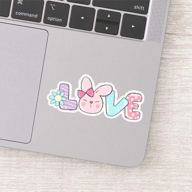 Cute Easter Bunny Love Spring Vinyl Sticker (Detail)