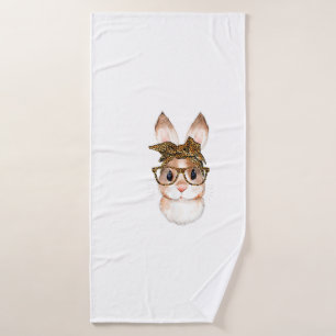 Cute Easter Bunny Mom Easter Leopard Year of The R Bath Towel