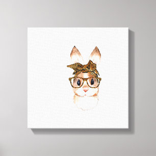 Cute Easter Bunny Mom Easter Leopard Year of The R Canvas Print