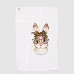 Cute Easter Bunny Mom Easter Leopard Year of The R Golf Towel