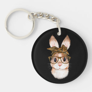 Cute Easter Bunny Mom Easter Leopard Year of the R Keychain