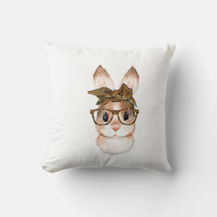 Cute Easter Bunny Mom Easter Leopard Year of The R Throw Pillow