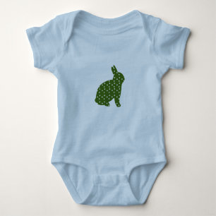 Cute Easter bunny olive green with white spots Baby Bodysuit