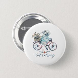 Cute Easter Bunny on a Bike 2 Inch Round Button