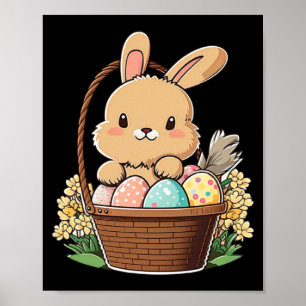 Cute Easter Bunny Painted Easter Eggs Poster