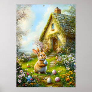Cute Easter Bunny Painting Wall Art