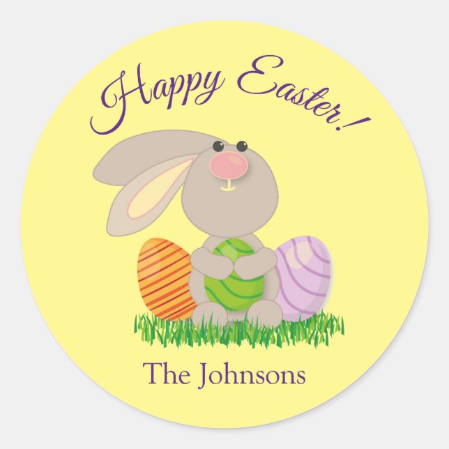 Cute Easter Bunny Paper Party Stickers Seals (Front)