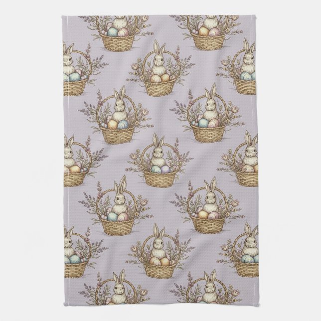 Cute Easter Bunny Pastel Spring Pattern (1) Kitchen Towel (Vertical)