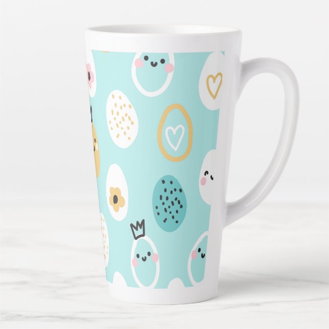Cute Easter Bunny Pattern Kawaii Eggs  Latte Mug (Right)