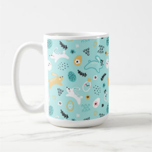 Cute Easter Bunny Pattern Kawaii Rabbits Eggs  Coffee Mug