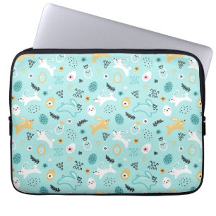 Cute Easter Bunny Pattern Kawaii Rabbits Eggs  Laptop Sleeve