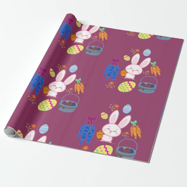 Cute Easter bunny pattern Wrapping Paper (Unrolled)