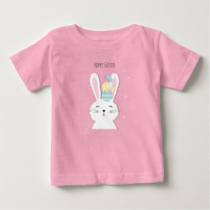 Cute Easter bunny pink background Baby T-Shirt