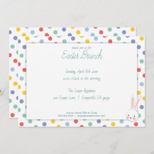 Cute Easter Bunny Polka Dot Brunch Invitation