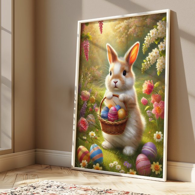 Cute Easter Bunny Poster | Spring Rabbit Wall Art (Creator Uploaded)