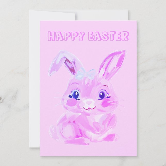 Cute Easter Bunny Preschool Teacher Pink Easter Holiday Card (Front)