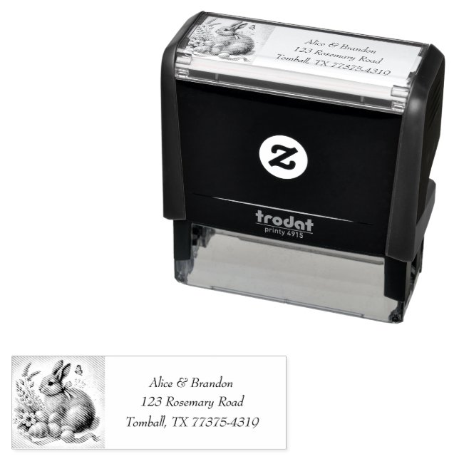 Cute Easter Bunny Rabbit Brunch Watercolor Self-inking Stamp (In Situ)