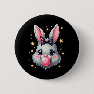 Cute Easter Bunny Rabbit Bubble Gum 2 Inch Round Button