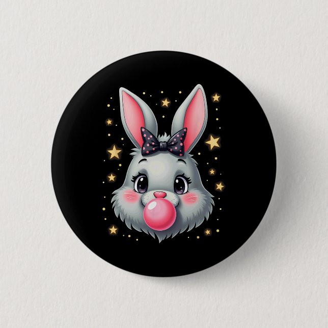 Cute Easter Bunny Rabbit Bubble Gum 2  Inch Round Button (Front)