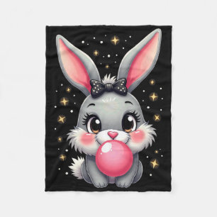 Cute Easter Bunny Rabbit Bubble Gum  Fleece Blanket
