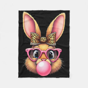 Cute Easter Bunny Rabbit Bubble Gum Girl Women 1 Fleece Blanket