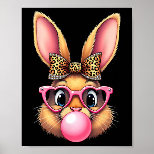 Cute Easter Bunny Rabbit Bubble Gum Girl Women 1 Poster