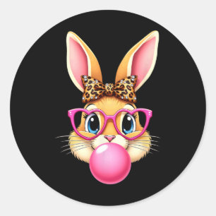 Cute Easter Bunny Rabbit Bubble Gum Girl Women Classic Round Sticker