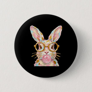 Cute easter bunny rabbit bubblegum brushstroke boy 2 inch round button