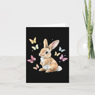 Cute Easter Bunny Rabbit Butterfly Card