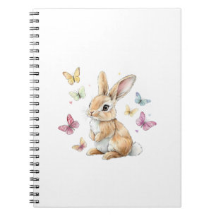 Cute Easter Bunny Rabbit Butterfly T-Shirt Notebook