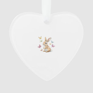 Cute Easter Bunny Rabbit Butterfly T-Shirt Ornament