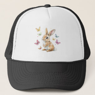 Cute Easter Bunny Rabbit Butterfly T-Shirt Trucker Hat