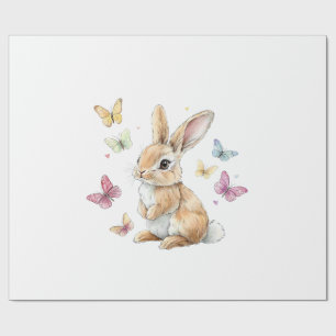 Cute Easter Bunny Rabbit Butterfly T-Shirt Wrapping Paper