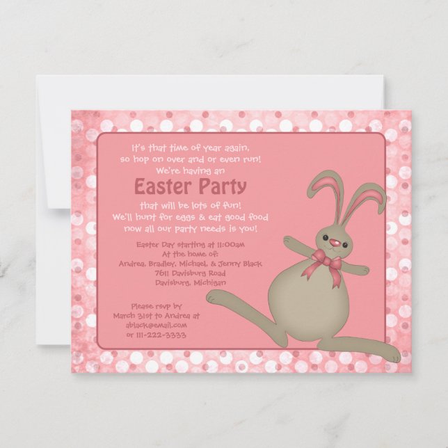Cute Easter Bunny Rabbit Easter Party Invitations (Front)