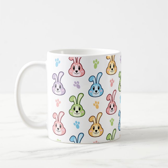 Cute Easter Bunny Rabbit Pattern | Holidays Coffee Mug (Left)