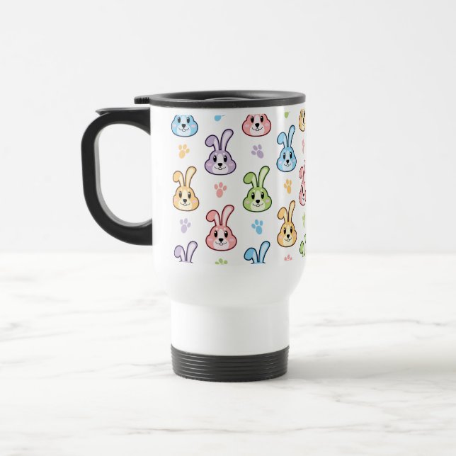 Cute Easter Bunny Rabbit Pattern | Holidays Travel Mug (Left)