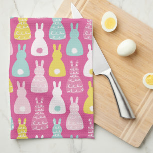 Cute Easter Bunny Rabbit pattern Kitchen Towel