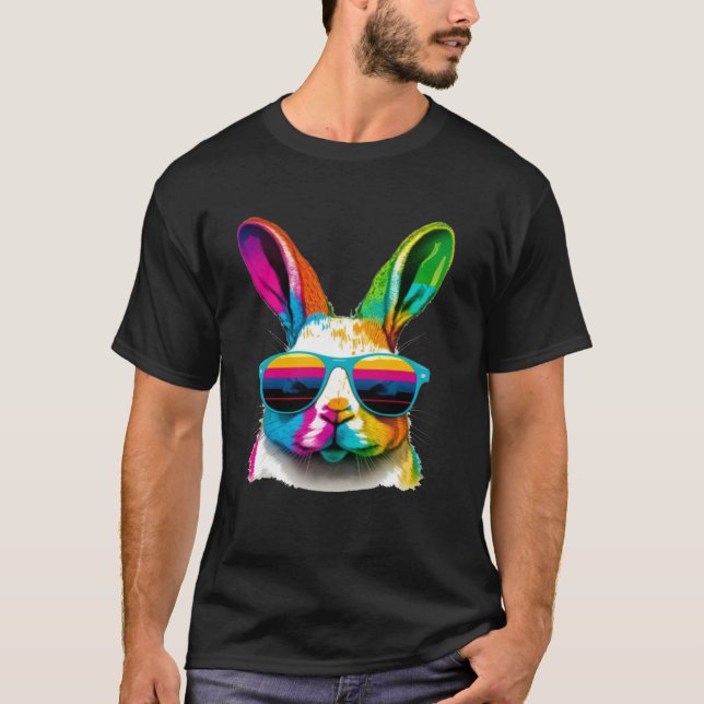 Cute Easter Bunny Rabbit wearing Sunglasses T-Shirt (Front)