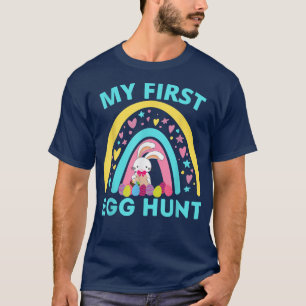 Cute Easter Bunny Rainbow Girls Boys My First Egg  T-Shirt