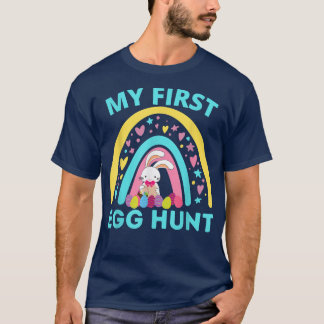 Cute Easter Bunny Rainbow Girls Boys My First Egg  T-Shirt