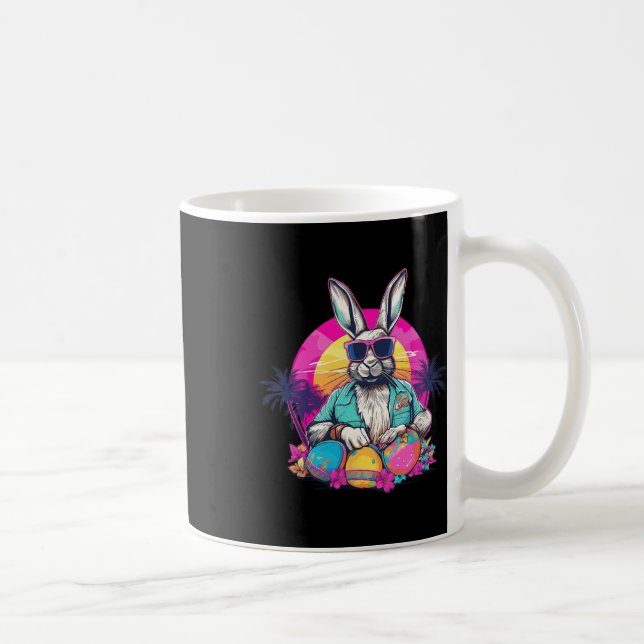 Cute Easter Bunny Retro Miami Look Colourful Eggs  Coffee Mug (Right)
