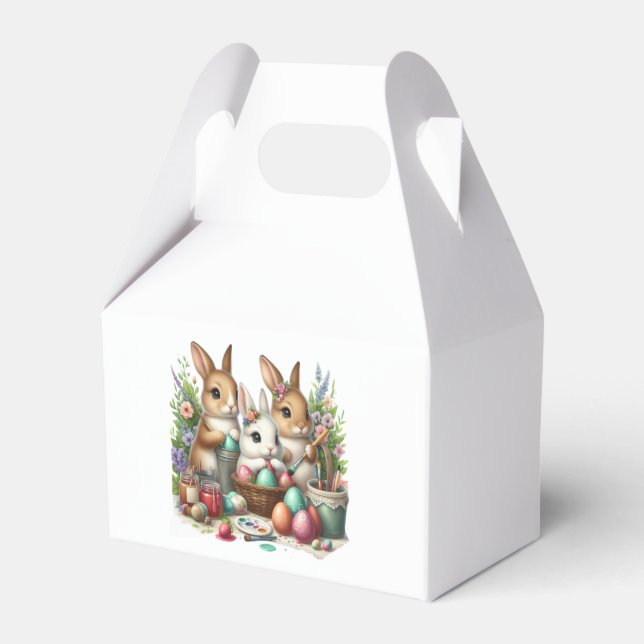 Cute, Easter Bunny/Spring paint party Favor Box (Front Side)